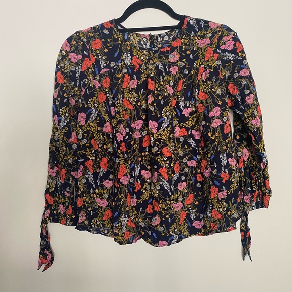 Banana Republic Puff Sleeve Swing Top Floral Print Blouse SP Small Petite - Picture 2 of 7